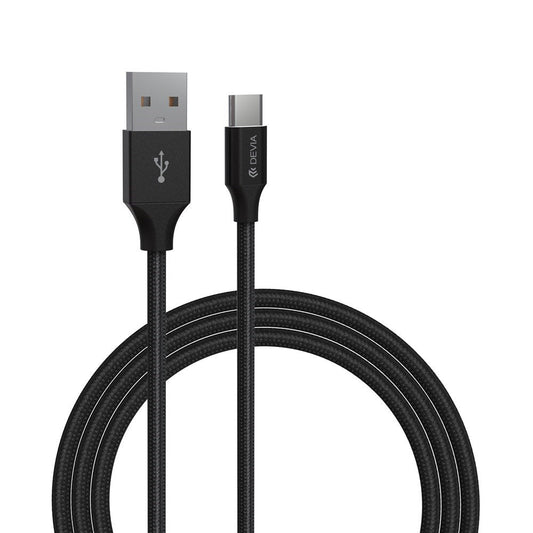 Devia - 1m (2.4A) Mesh Armour USB to Type C Cable - Black - Tech Access Unclassified