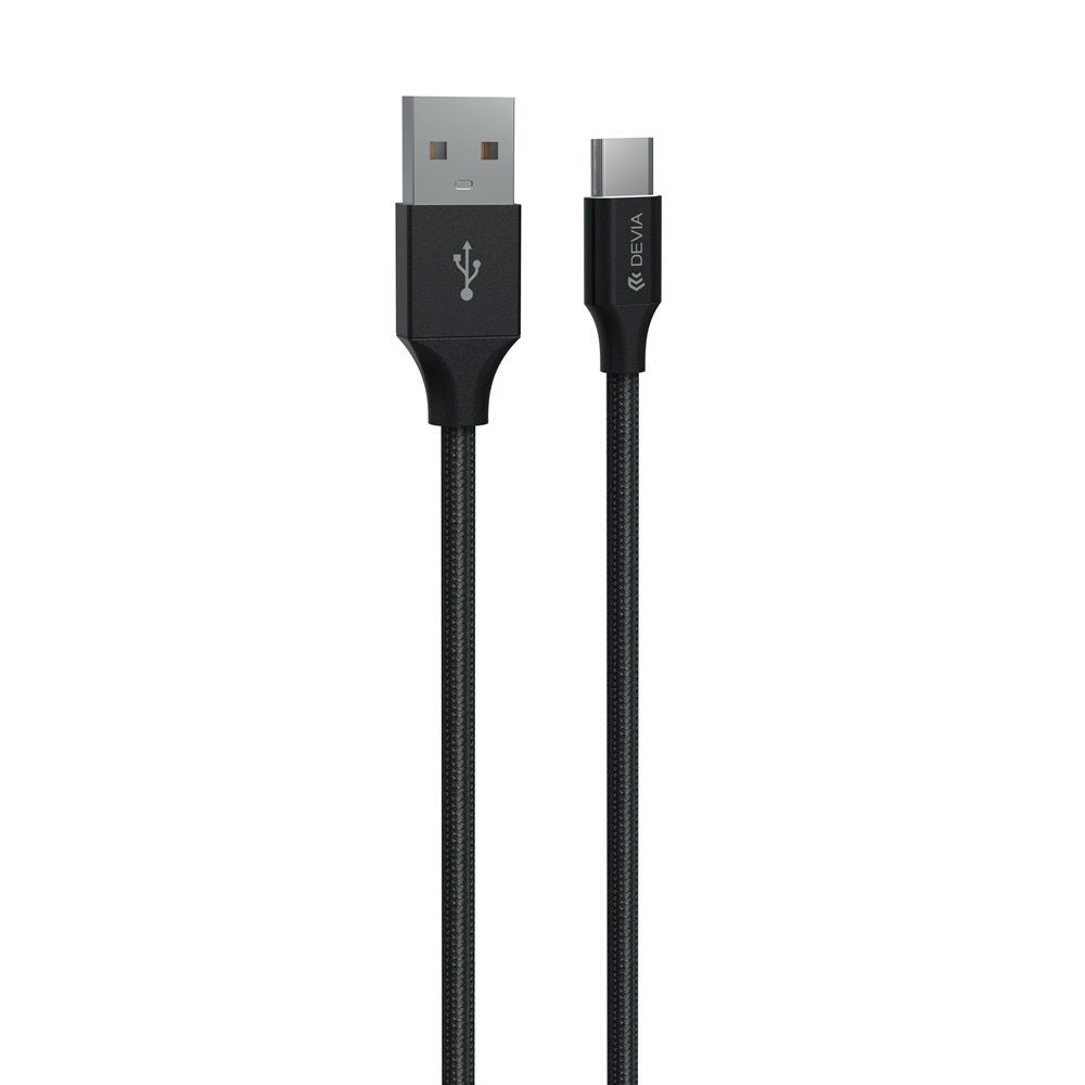 Devia - 1m (2.4A) Mesh Armour USB to Type C Cable - Black - Tech Access Unclassified