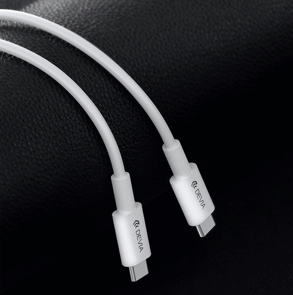 Devia - 1m (60W) Power Delivery - Type C to Type C Cable - White - Tech Access Unclassified