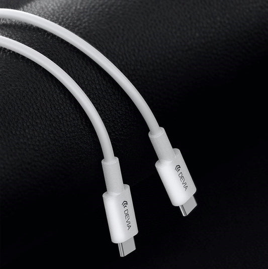Devia - 1m (60W) Power Delivery - Type C to Type C Cable - White - Tech Access Unclassified