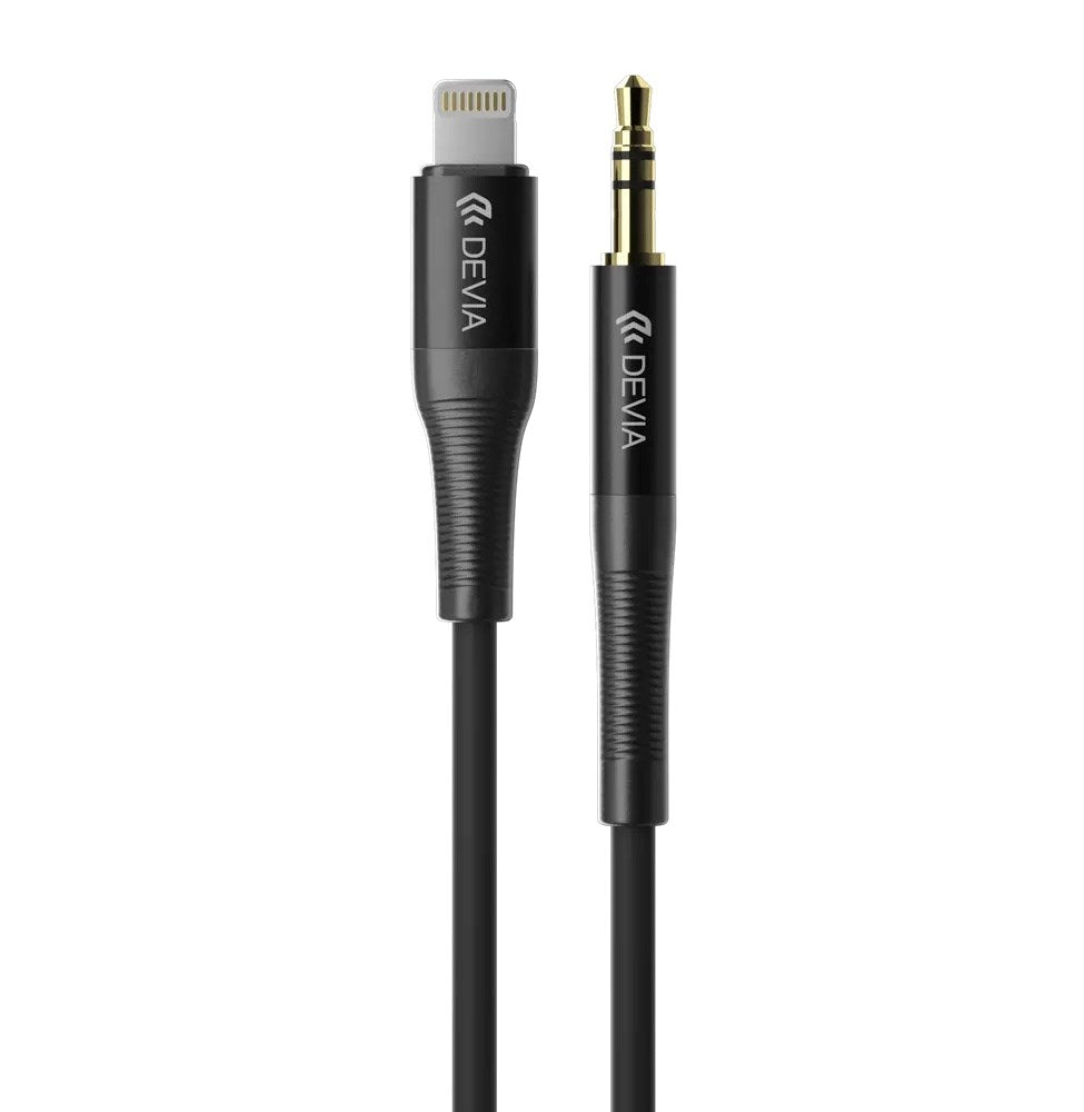 Devia - 1m Non - MFI Lightning to 3.5mm Mesh Armour Auxiliary Cable - Black - Tech Access Unclassified