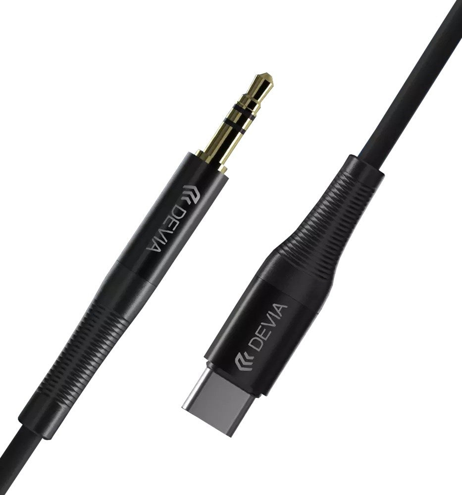 Devia - 1m Type C to 3.5mm Mesh Armour Auxiliary Cable - Black - Tech Access Unclassified