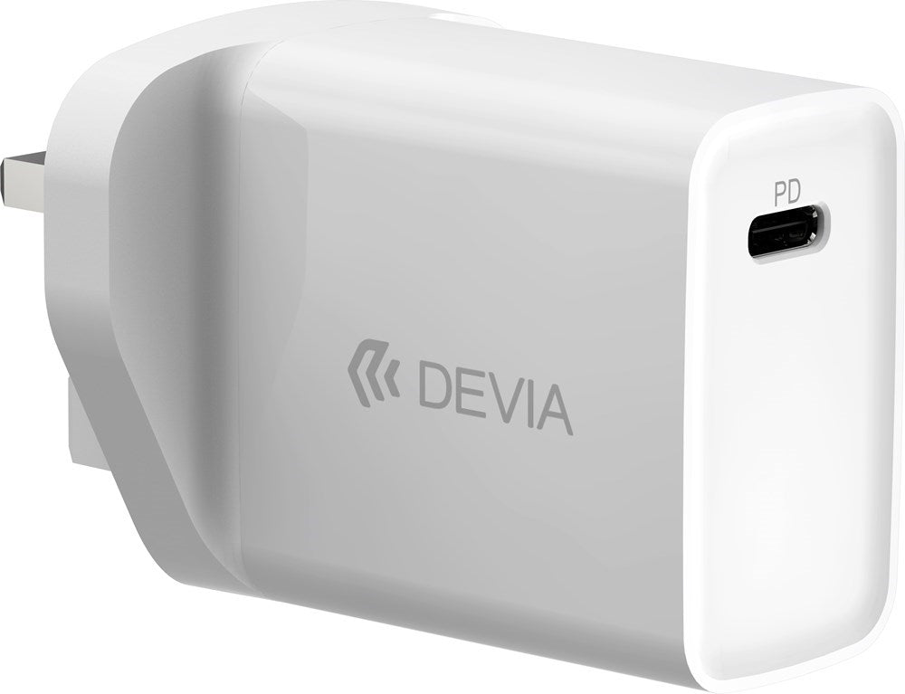 Devia - 20W USB - C Power Delivery 3 - Pin UK Charging Plug - White - Tech Access Unclassified