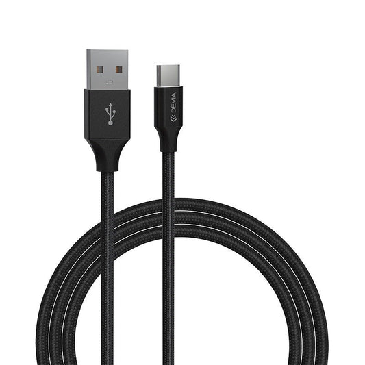 Devia - 2m (2.1A) Mesh Armour USB to Type C Cable - Black - Tech Access Unclassified