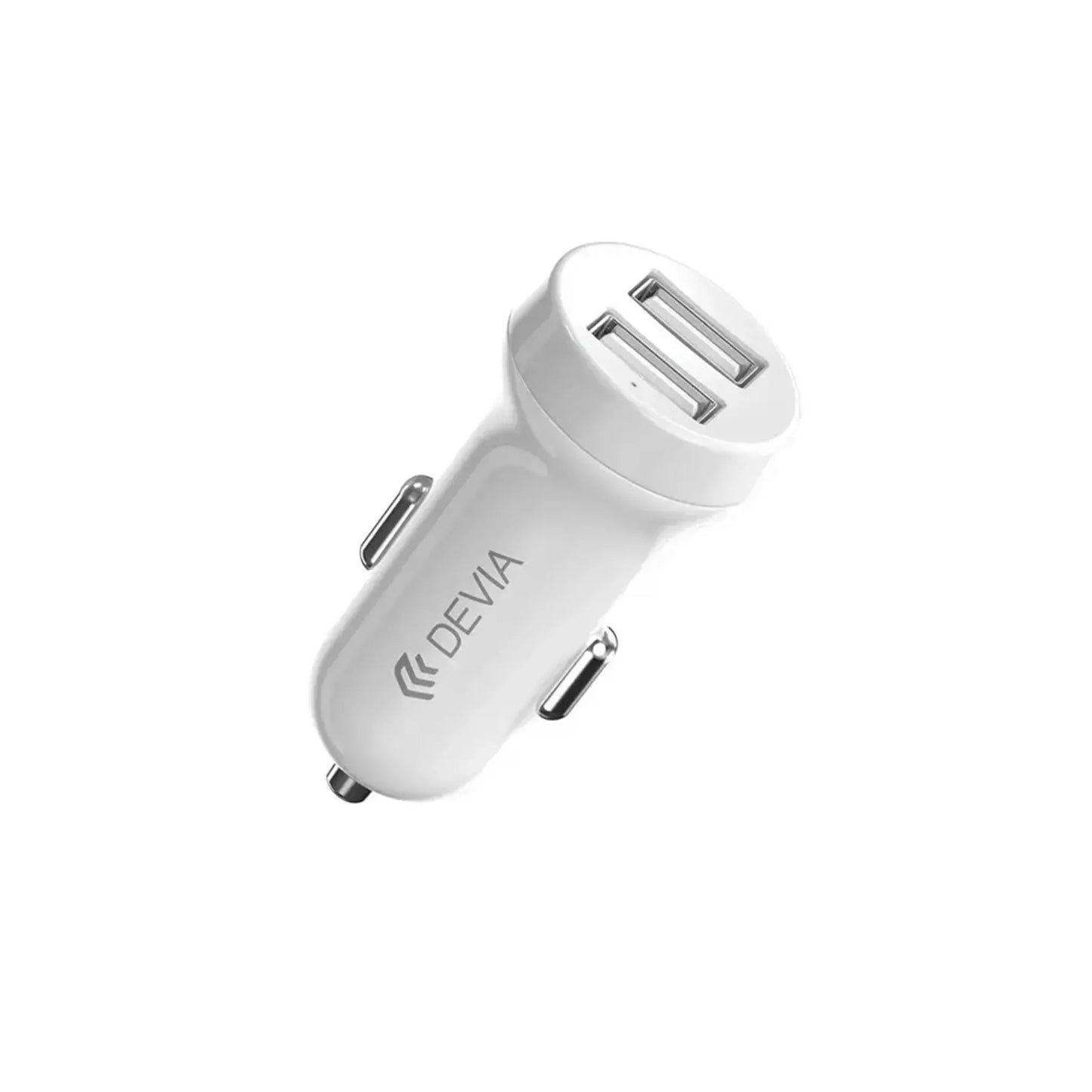 Devia - 3.1A Dual USB Port Car Adapter & 1m Type C Cable - White - Tech Access Unclassified