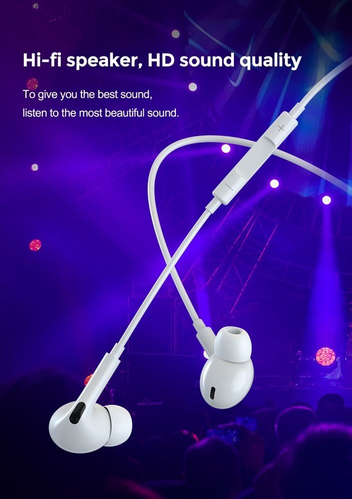 Devia - 3.5mm In Earphones with Microphone & Volume Control - White - Tech Access Unclassified