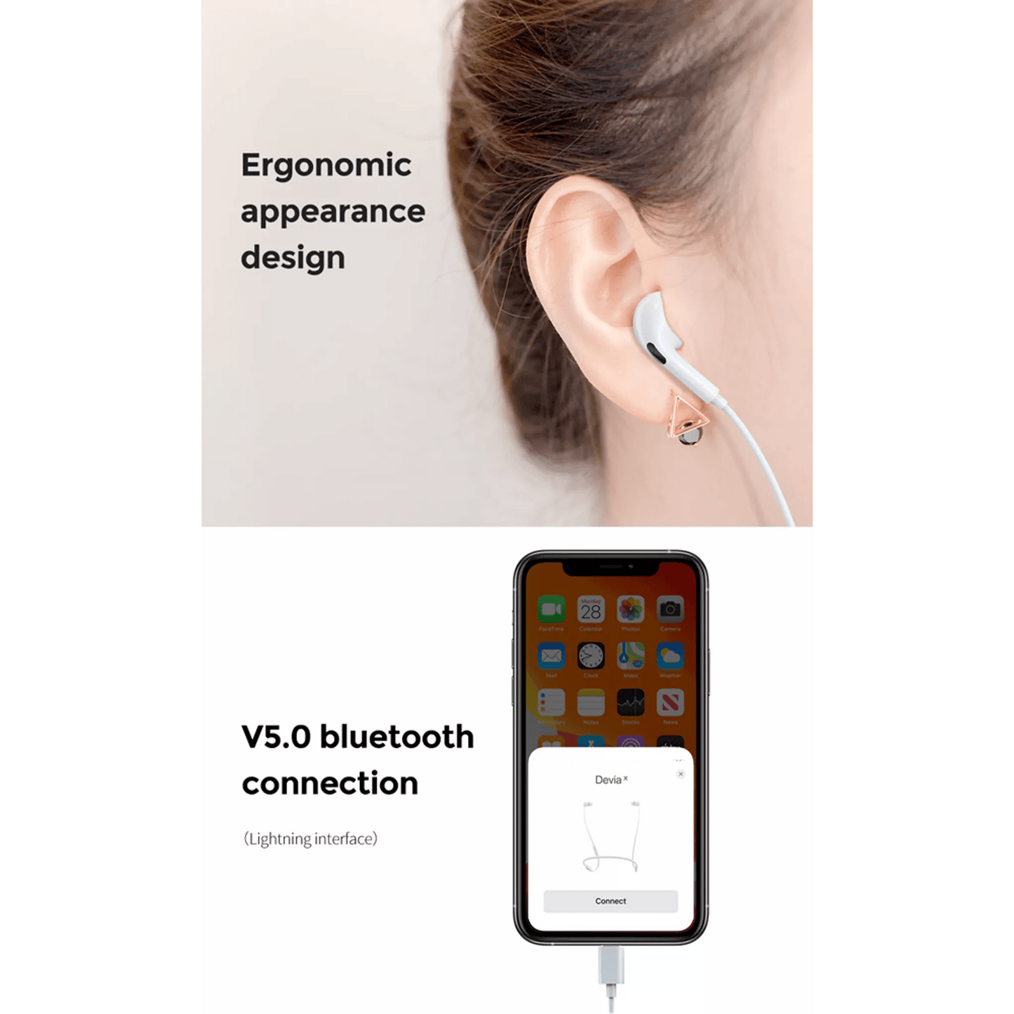 Devia - 3.5mm In Earphones with Microphone & Volume Control - White - Tech Access Unclassified