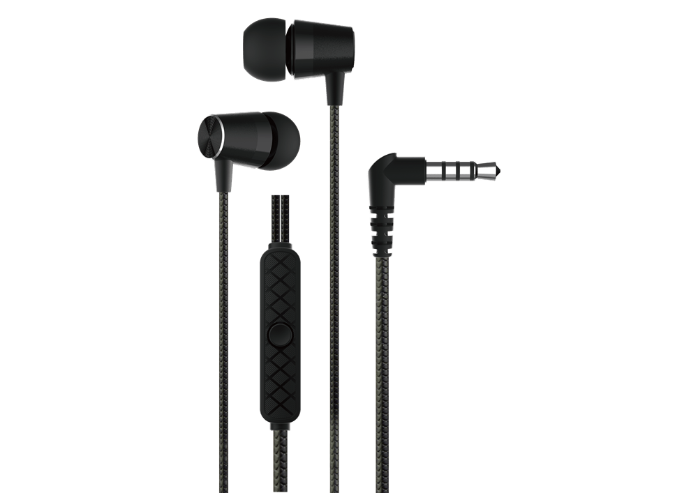 Devia - 3.5mm Kintone Metal Earphones with Microphone & Volume Control - Black - Tech Access Unclassified