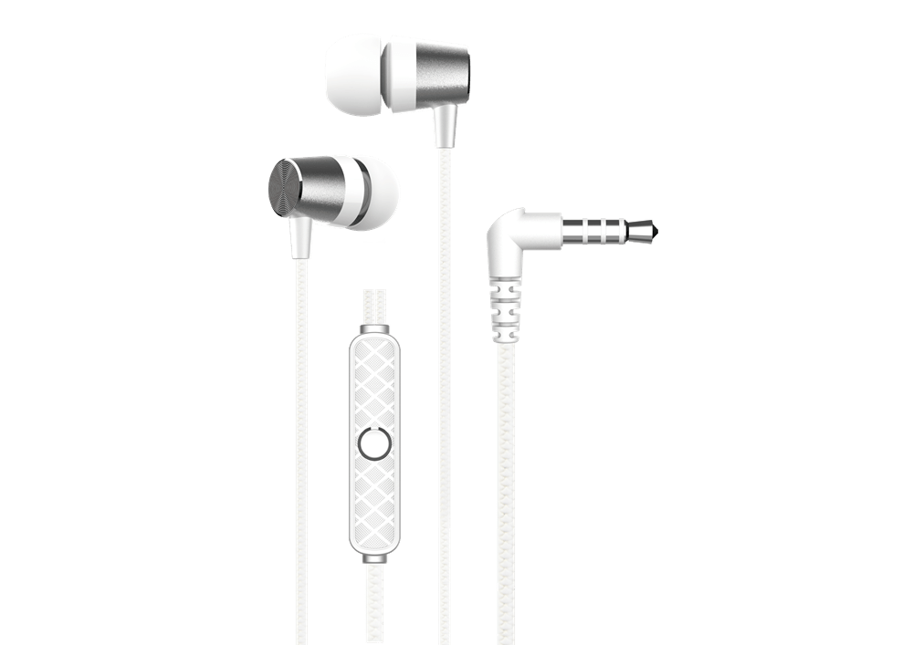 Devia - 3.5mm Kintone Metal Earphones with Microphone & Volume Control - White - Tech Access Unclassified