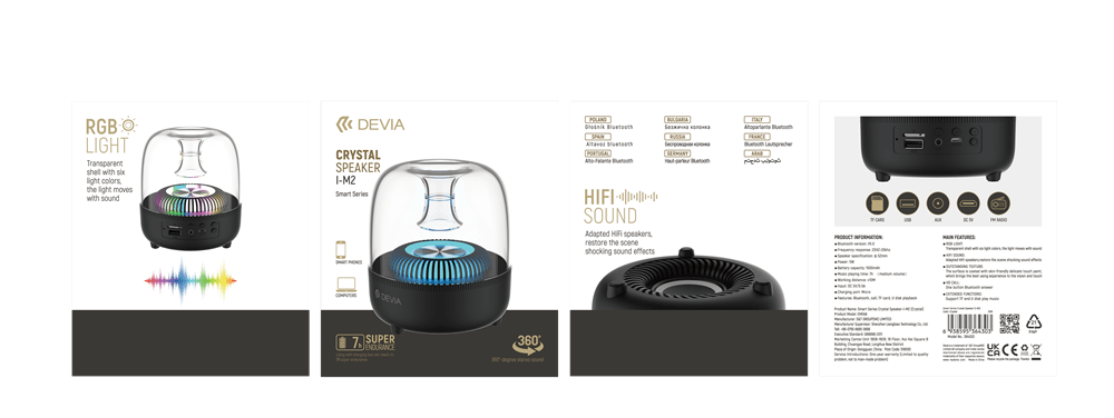 Devia - 5W 360 Crystal HIFI Bluetooth Wireless Speaker - Multicoloured Black - Tech Access Bluetooth Speakers