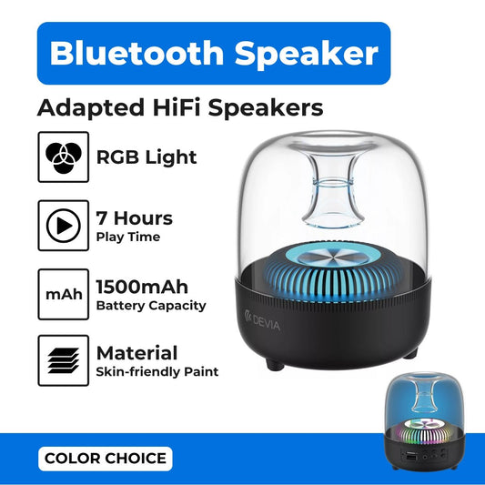 Devia - 5W 360 Crystal HIFI Bluetooth Wireless Speaker - Multicoloured Black - Tech Access Bluetooth Speakers