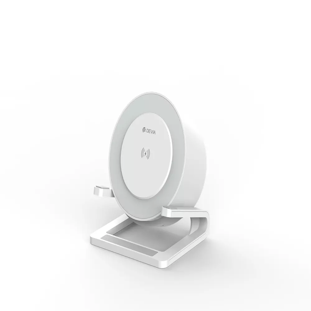 Devia - 5W Desktop Wireless Charging Speaker & Night Lamp - White - Tech Access Bluetooth Speakers