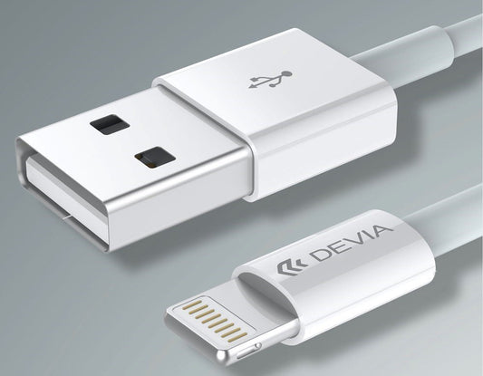 Devia - Comma 1m (2.4A) USB to MFi Lightning Cable - White - Tech Access Unclassified