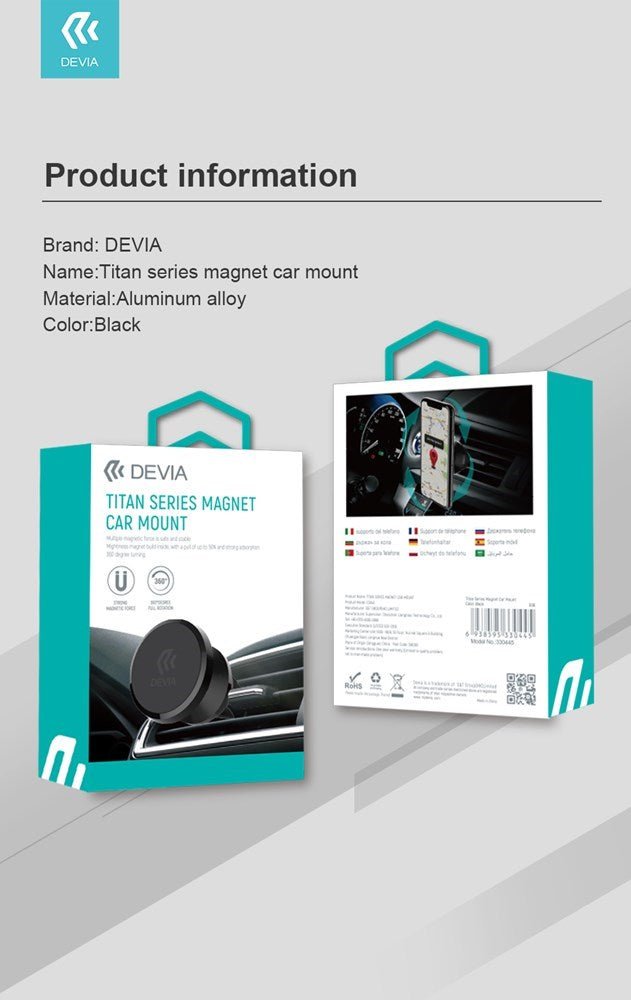 Devia - Magnetic Plate Air Vent Car Holder - Black - Tech Access Unclassified