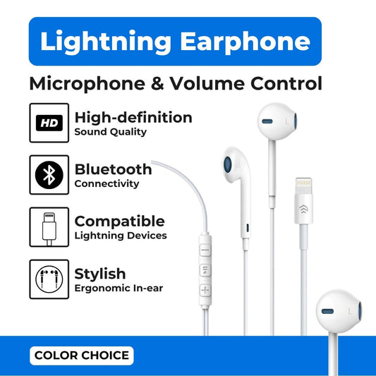 Devia - Non - MFI Lightning Bluetooth Earphones with Microphone & Volume Control - White - Tech Access Unclassified