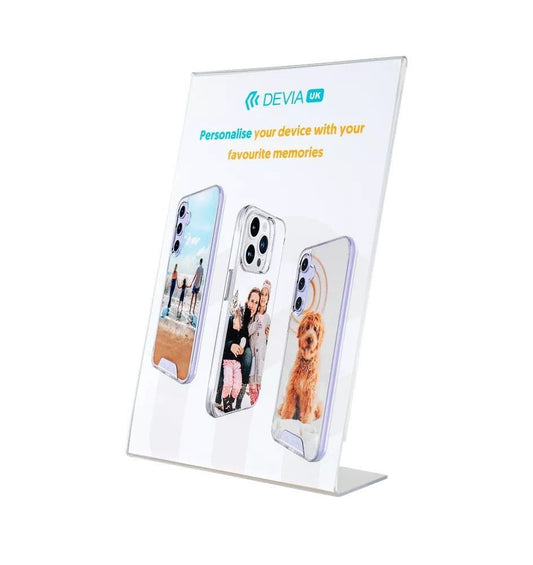 Devia - POS - A5 Portrait Acrylic Holder - Personalised Printing - Tech Access Retail Solutions