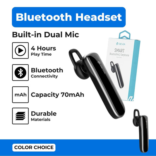 Devia - Smart Bluetooth HD Headset - Black - Tech Access Unclassified