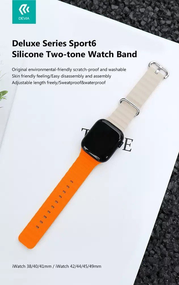 Devia - Sports Strap for Apple Watch (42mm/44mm/45mm/49mm) - Yellow Black - Tech Access Devia - Apple Watch Straps