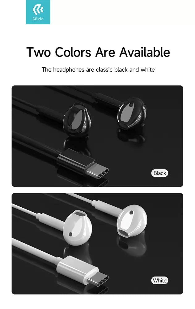 Devia - Type C Earphones with Microphone & Volume Control - Tech Access Unclassified