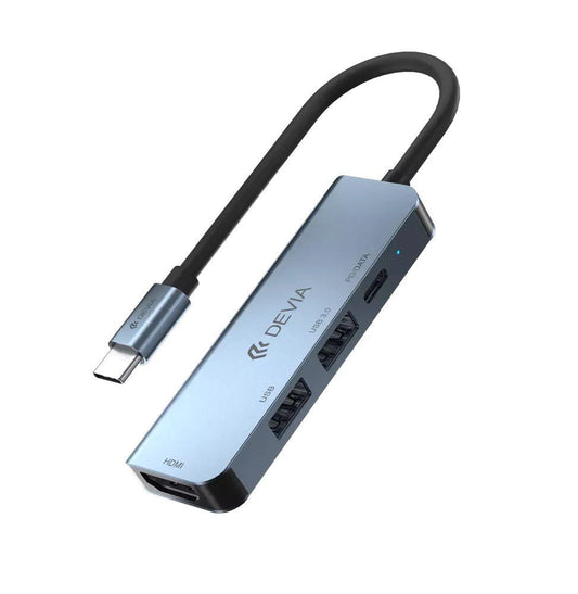 Devia - USB - C 4in1 Hub - PD, HDMI, & USB - Grey - Tech Access Unclassified