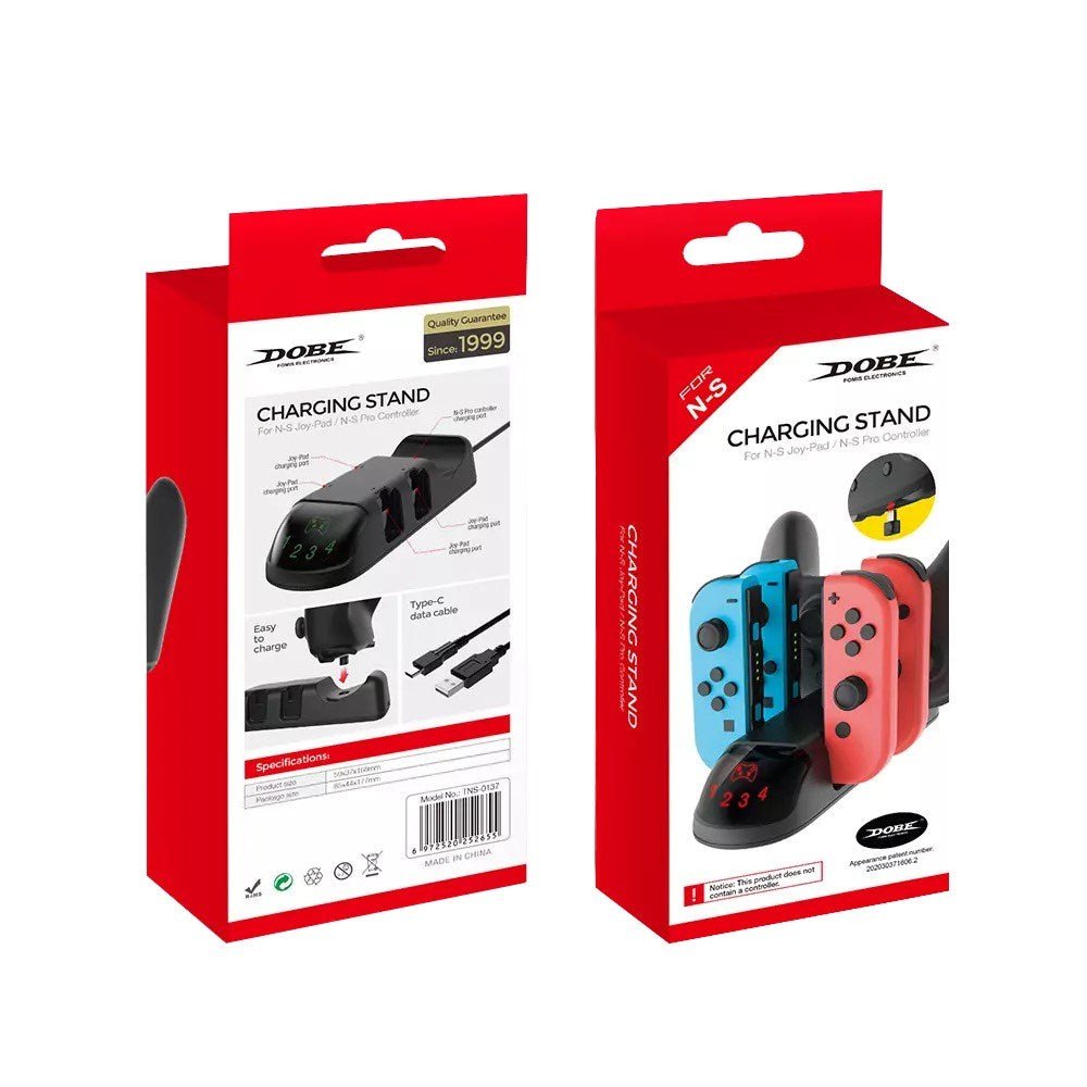 Dobe - Charging Stand for Nintendo Switch & Switch OLED Joy Cons & Pro Controller - Black - Tech Access Unclassified