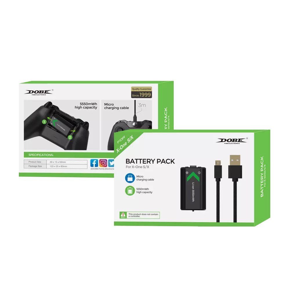 Dobe - Rechargeable 1,500mAh Battery with 3m MicroUSB Cable for Xbox Series S & Xbox Series X - Black - Tech Access Unclassified