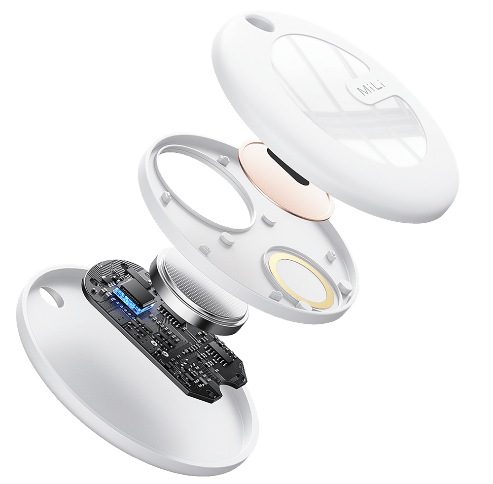 MiLi - MiTag MFI (Apple Approved) Find My Item Finder & PU Leather Keyring - White - Tech Access Unclassified