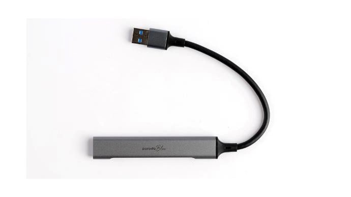 Porodo Blue 4 in1 USB - A Hub to 1 x USB - A 3.0 5Gbps and 3 x USB - A 2.0 480Mbps -  Black - Tech Access Unclassified