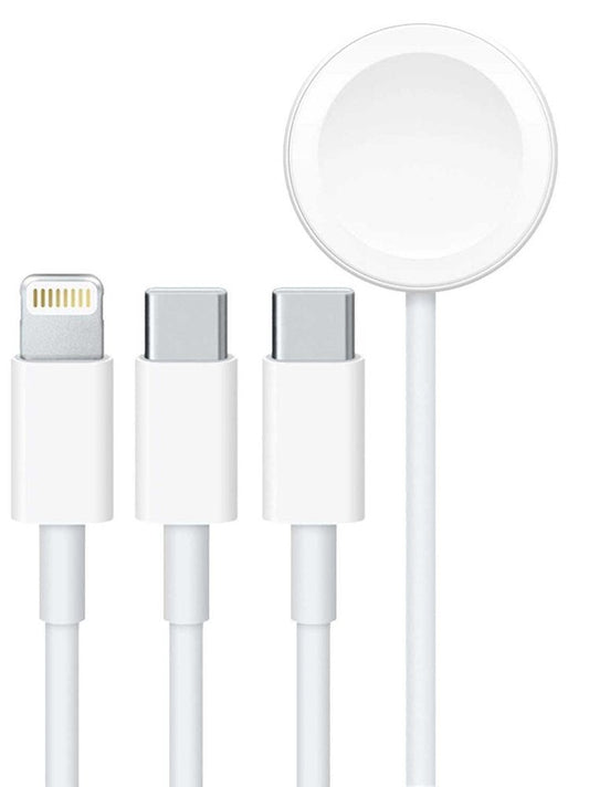 Porodo Blue All in One USB - C to Lightning / Type - C / Apple Watch Charger 1.2M   -  White - Tech Access Unclassified