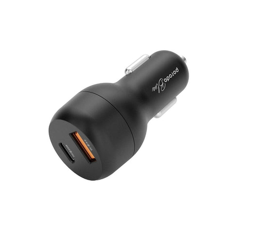 Porodo Blue Dual Port Car Charger QC3.0 18W + PD 20W - Black - Tech Access Unclassified