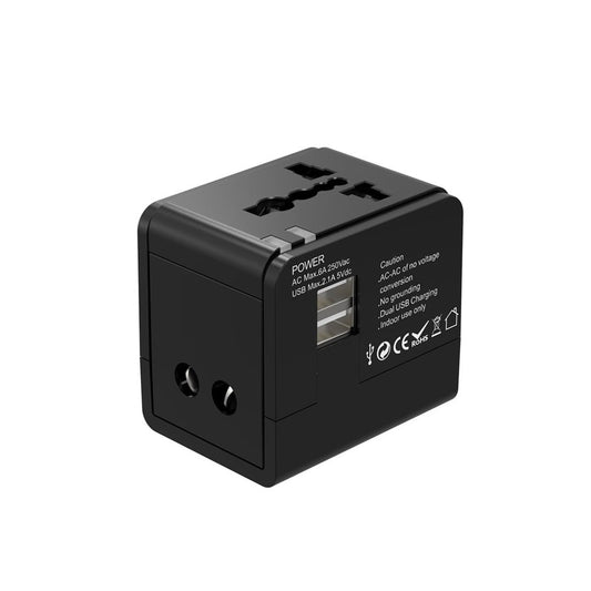 Porodo Blue Dual USB - A Universal Travel Adapter 2.1A - Black - Tech Access Unclassified