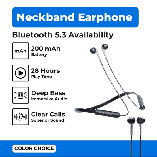 Porodo Blue ENC Neckband Apple Buds Earphones - Black - Tech Access Unclassified