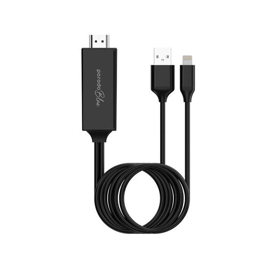 Porodo Blue Lightning to HDMI Ultra HD with USB A Cable 2M 4K  -  Black - Tech Access Unclassified