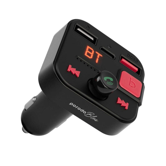 Porodo Blue Wireless FM Transmitter with Dual QC3.0 & Type - C Port - Black - Tech Access Unclassified