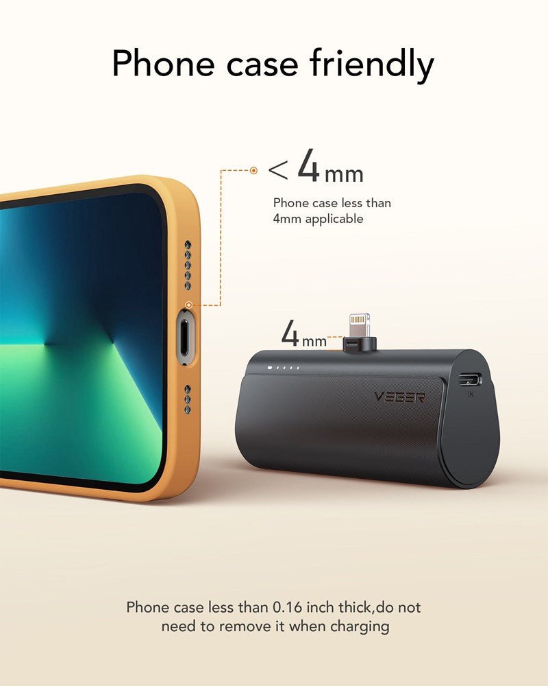 Veger - PlugON - L - 5,000mAh 20W Non - MFI Lightning Power Delivery LED Indicator Ultra Small Powerbank - Black - Tech Access Unclassified