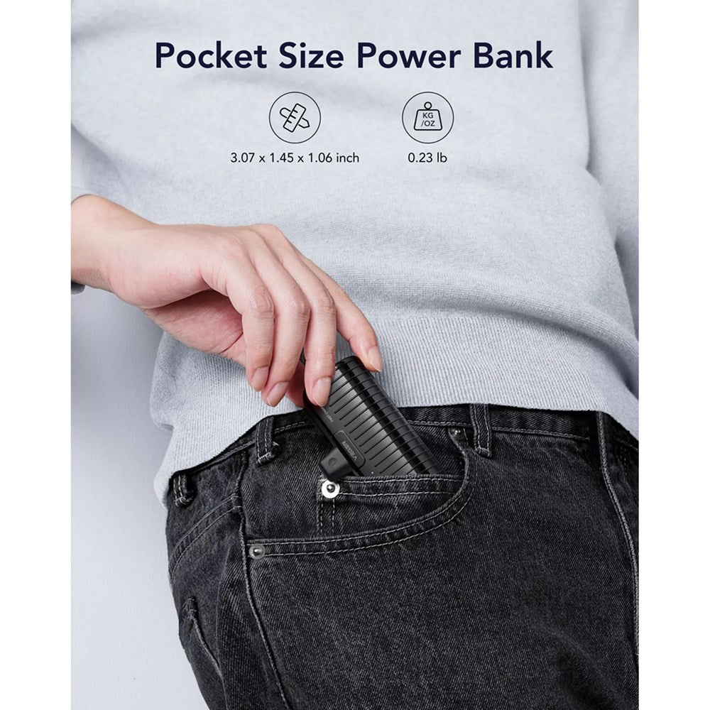 Veger - PlugON Pro - L - 5,000mAh 20W USB - C Power Delivery LED Indicator Ultra Small Powerbank & Kickstand - Black - Tech Access Unclassified